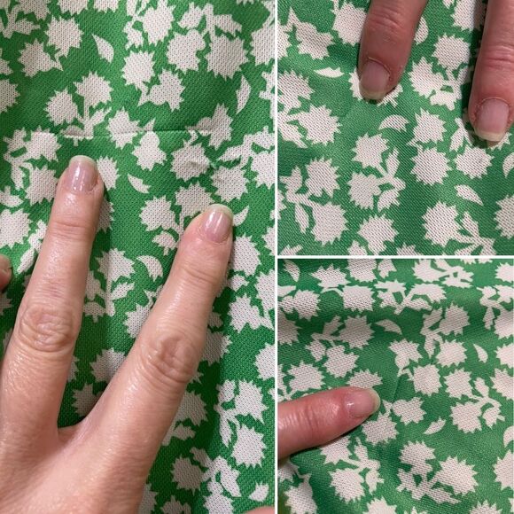 VINTAGE Handmade 70s 80s OOAK Green Polyester Floral SpaghettiStrap Jumpsuit S M - Picture 15 of 16